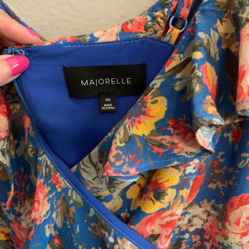 MAJORELLE blue floral off the shoulder dress - Picture 5 of 6